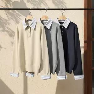 여자 데일리 봄신상 트리플카라 니트 티셔츠_5