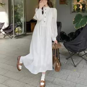 여자 로맨틱 데이트룩 데일리 플라워 펀칭 롱 원피스