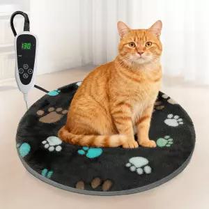 골로펫 고양이 온열 패드 6인치 원형 방수 외피 및 스마트 온도 조절 스위치 가능한 침대 와이어 로프 작은