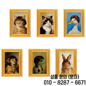 6Pcs 기능성 냉장고 자석 귀여운 동물 아트 인쇄 작은 그림 나무 프레임 마그네틱 스티커 장식품