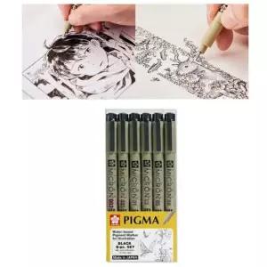 중성펜 피그마 마이크론 블랙 6본 세트 중성펜 볼펜 필기구 문구 학용품