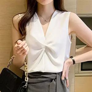 면접블라우스 민소매 블라우스 꼬임 여유핏 여름옷 데이트룩 오피스