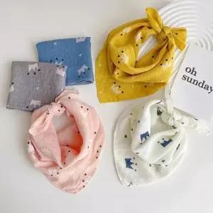 여아목수건 왕관 사각 쁘띠 스카프 면 캐주얼 코튼 키즈 어린이 머플러 손수건 여아스카프