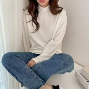 [옷자락]남자 여자 기본 하프 목폴라티 루즈 긴팔 티셔츠