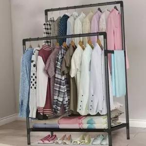 [라일리생활건강] Rly 튼튼한 더블 옷장 행거 조립식 이단 옷장 행거