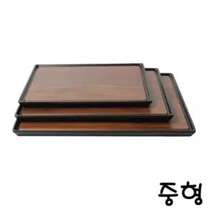 나무쟁반 논슬립 사각 브라운 우드 원목 트레이 쟁반 (중형)