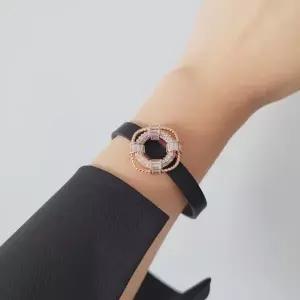 여자 이태리 송아지 가죽 고급스러운 큐빅 지르코니아 팔찌