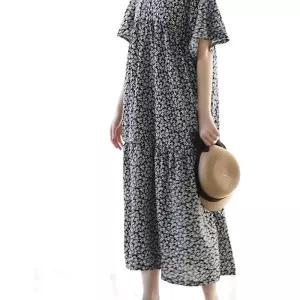 여자 데일리 바캉스룩 페미닌 플라워 프릴 롱원피스