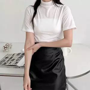 [클리어런스]얇은 속티 2장 겨울반팔 기모폴라티 모크넥 티셔츠_5