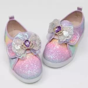 레인보우 시폰 리본 큐빅 밴드 LED 슈즈 국산 아기슈즈 베이비운동화