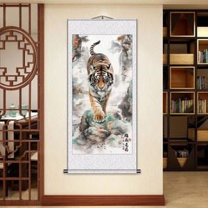 호랑이 그림 족자 수묵화 소품 삼척 150x60cm 달리는 장식 서예 바람 가로 CM