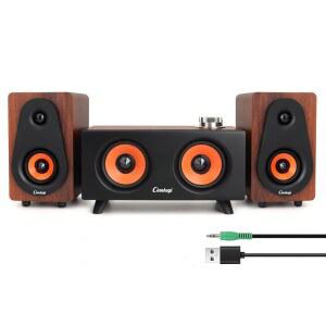 Cinnkeyi 2026 서브우퍼가 장착된 USB 2.1 컴퓨터 스피커 업데이트, 서브우퍼가 장착된 3.5mm/USB 입력 PC 스피커, PC /라인인 /블루투스 모드, 데스크톱 및 노트북에 이상적인 스테레오 사운드