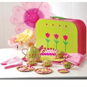 건설적인 놀이기구 20개 트레이 티팟 냅킨 식탁보를 한 4인용 틴 세트 를 3세 이상 휴대용 케이스에