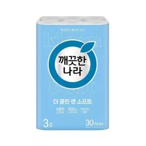 갤러리아 깨끗한나라 더 클린앤소프트 3겹 더블쿠션엠보 30m 30롤