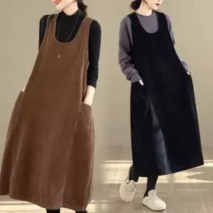 은창)군살순삭 골덴 뷔스티에 원피스 치마 롱원피스 봄 가을 겨울 간절기 여성 루즈핏