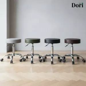 도리퍼니처 동글이 바퀴형 의자 (4가지 색상) / 보조 바퀴 사무용 병원 진찰 간이 업소 보조 스툴 카키 그레이 브라운 블랙