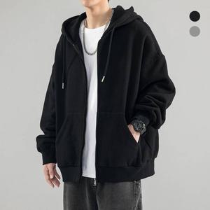 남성 오버핏 후드집업 그레이 블랙 2칼라 빅사이즈 남자후드티