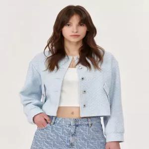 바쉬 블루 면혼방 트위드 캐주얼 자켓 SLJA3B001B1