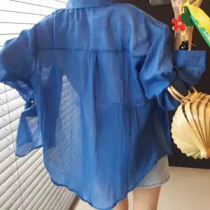 롤업 포켓 루즈핏 아사 거즈 린넨 쿨링 카라 여름 긴팔셔츠 (5color)