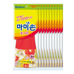 마미손 기모 꽃그린 고무장갑 (L) x10개