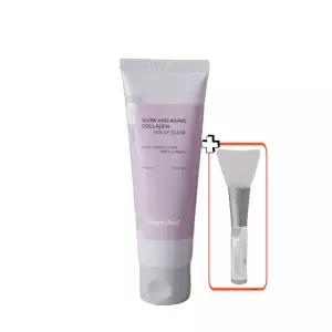 비건이펙트 슬로우 앤 에이징 콜라겐 물광 랩 마스크 80ml 추가 팩 브러쉬
