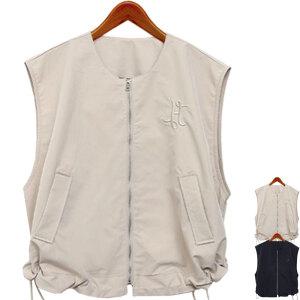 [하얀비]WR3169 루즈핏 바람막이 집업조끼/스트링/봄가디건/여성자수베스트자켓/레이어드/미시/빅사이즈