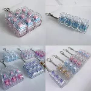 신상 4키 9키 투명 컬러 피젯 키보드 키링 버튼 키캡 감압 팝잇 톡톡 꾹꾹이 딸깍이 토이 장난감 열쇠고리