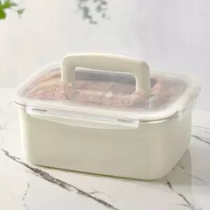 파스텔 핸들 김치통 3.5L(아이보리) / 스텐 밀폐용기 동치미 반찬 보관