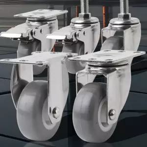 볼트 바퀴 스테인레스 브레이크 이동식 가구용 바퀴 캐스터 회전 경량용 우레탄 진열대 공업용 이동형