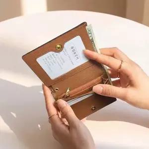 여자반지갑 여성 반지갑 명함 가죽 수제 각인 카드 미니 핸드메이드