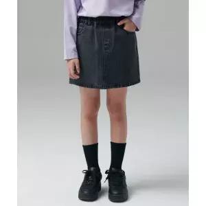 무신사스탠다드 키즈 데님 밴딩 미니 스커트 워시드 블랙 1677621