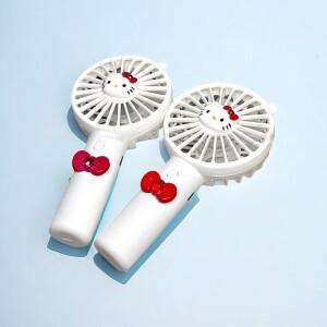 헬로키티 휴대용 선풍기 여름 꽃 컬러 블록 미니 핸드헬드 소형 USB 충전식