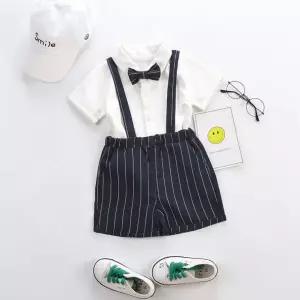 유아정장 남아 멜빵바지 반팔 셔츠 나비넥타이 화동 행사 정장세트