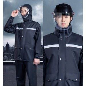 여름 방수 남성 레인코트 블루 반팔형 상하분리 우비 배달