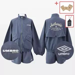 [엄브로]린넨라이크 스탠넥 블루종 바람막이 아노락 셋업 자켓 반바지 세트 옴블레블루 [백화점판]