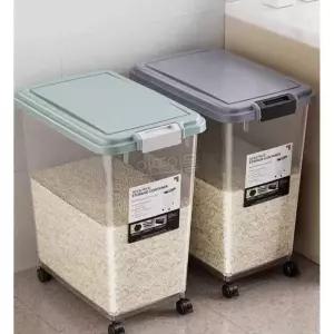 이동식 회색 쌀통 30kg 쌀독 밀가루 대형 업소용 밀가루통
