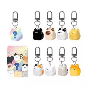 랜덤 식빵 고양이 키링 (22개)/아크릴/세트/예쁜/인형/키홀더/뽑기/열쇠/홀더/가챠/미니/박스/가방/장식