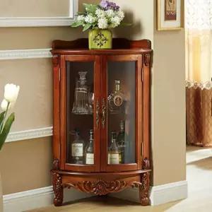 거실 엔틱 모서리 코너장 원목 유리 책장 협탁