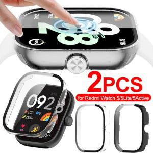샤오미 레드미 워치 5 액티브 라이트 4 스크린 프로텍터 PC 쉘 강화유리 보호 스마트워치 케이스 (레드미 5/4 호환)