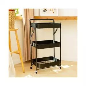 루미나D 수납 선반 3단 철제 접이식 카트 이동식 트롤리