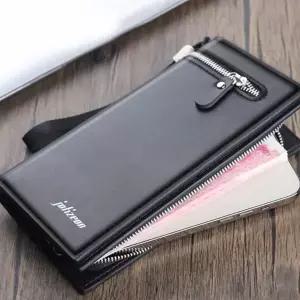 롱 지갑 다용도 지퍼 가죽 남성 롱 지갑 수납 장지갑 핸드폰 서류 지폐 통장 카드 명함