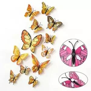 벽장식스티커 12p 자석부착 입체 나비 포인트 스티커 3d 벽지 데코 아이방 벽장식 나비스티커3d