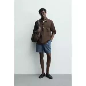 ZARA 페이크 워싱 조거 버뮤다 팬츠 - 블루 611510