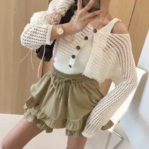 듀얼 유넥 가오리핏 크롭가디건 뷔스티에탑 여름 투피스세트 (5color)