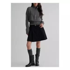 (356127CM05) [에잇세컨즈] 벨티드 플리츠 미니스커트 블랙
