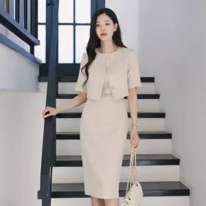 시크라인 (~XXL까지) 아체드 자켓 레이어드 트위드 벨트 원피스 여름 하객룩 오피스룩 데이트 모임 미시 빅