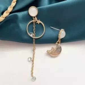 실버925 언발란드 별 달 골드 드롭 귀걸이 이어링 실버925 드롭귀걸이 골드귀걸이