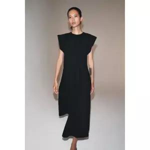 ZARA 자라 ZW 컬렉션 포플린 플리츠 원피스 - 블랙 3898716