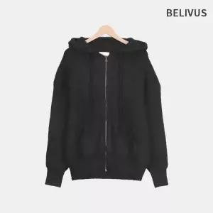 [빌리버스]빌리버스 남자 헤어리 데일리 루즈핏 울 니트 후드집업 BWT009