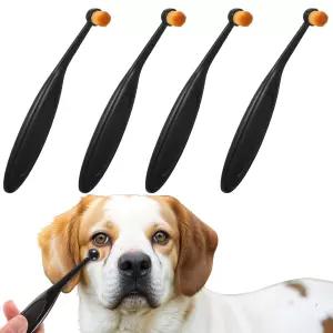 음바이요 강아지 고양이 눈 파우더 브러시 4팩 눈물 얼룩 제거 세척 가능한 섬유 그루밍 부드러운 칫솔 개